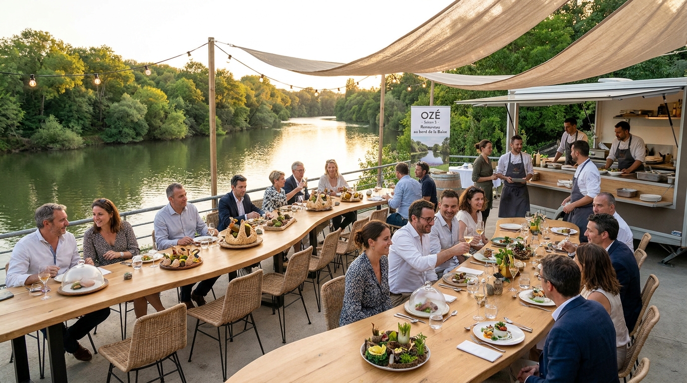 ozé revient pour une 3e saison au bord de la baïse avec une formule restauration innovante et originale, alliant saveurs locales et ambiance conviviale.