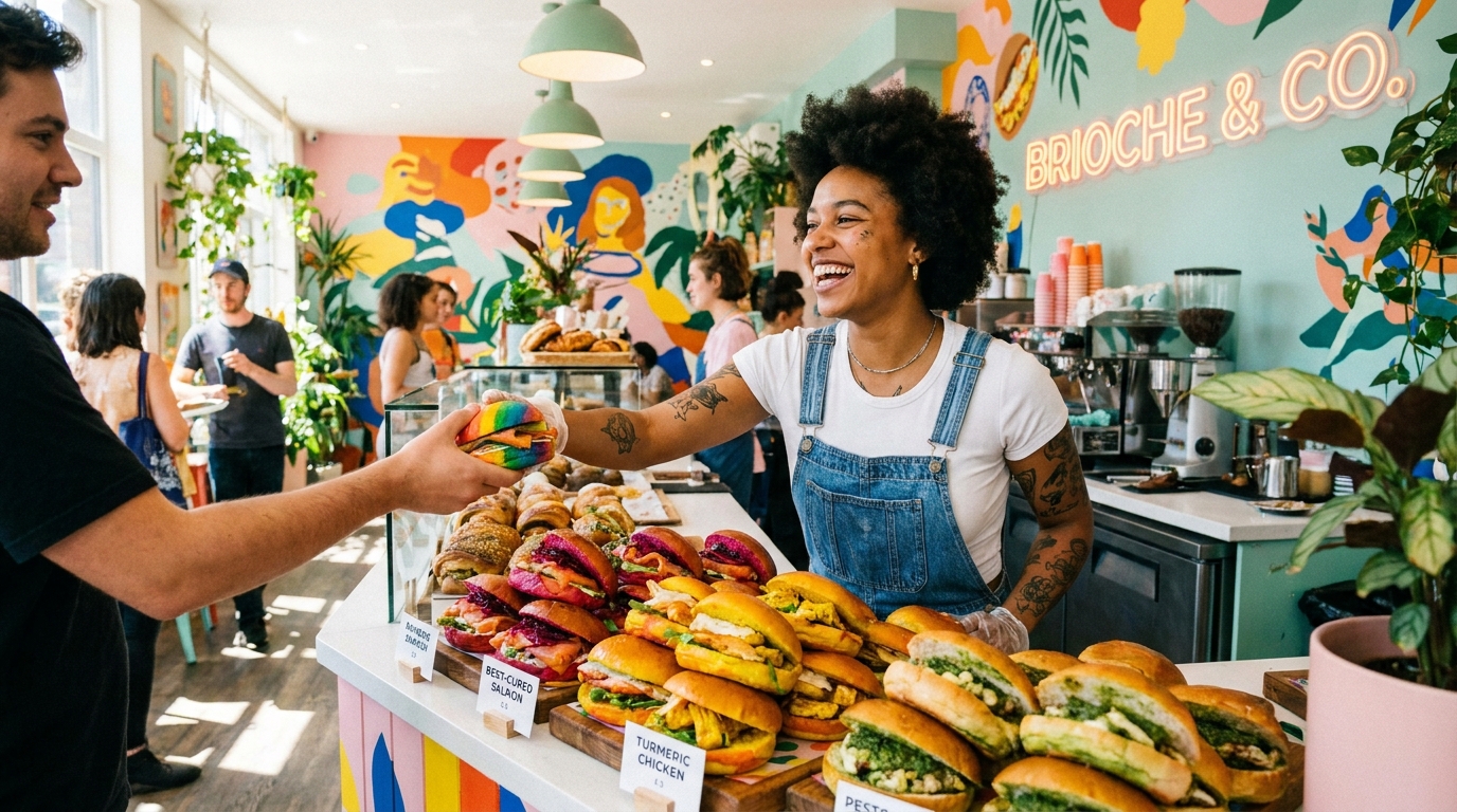 à seulement 25 ans, elle concrétise son rêve en lançant une sandwicherie innovante où la brioche est à l'honneur, pour une expérience gourmande unique.