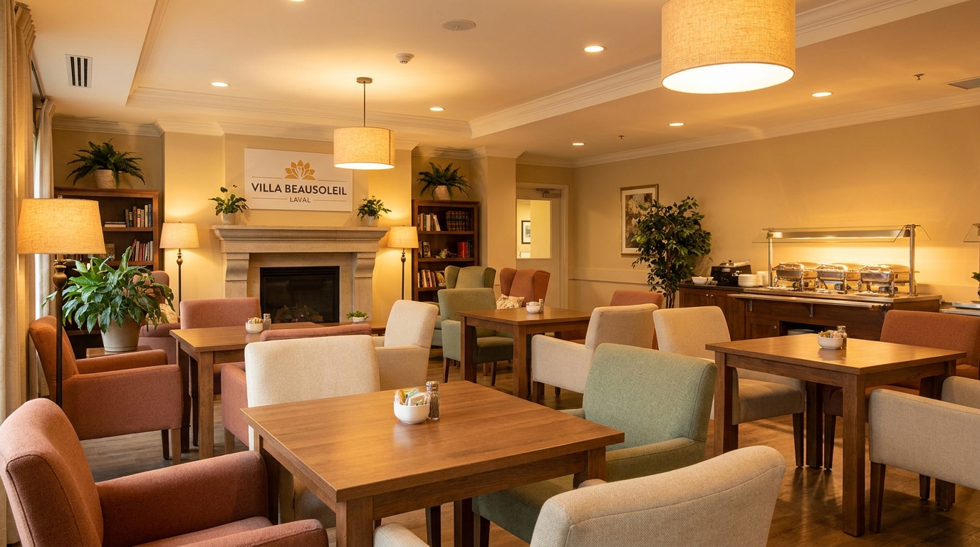 découvrez le restaurant de la villa beausoleil de laval, un véritable cœur vibrant où convivialité et saveurs se rencontrent au sein de la résidence.