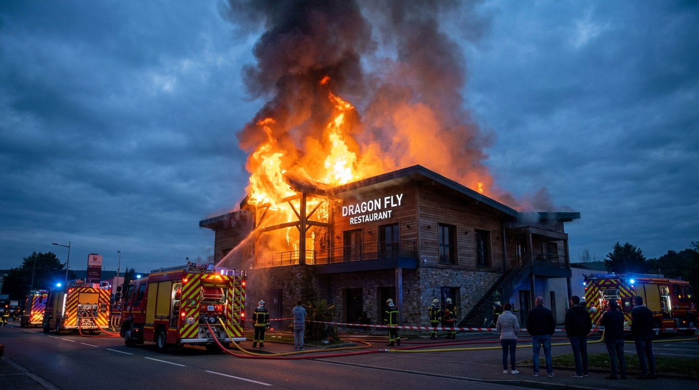 un incendie dévastateur détruit le restaurant dragon fly à amnéville, entraînant des licenciements inévitables et une perte importante pour la communauté locale.