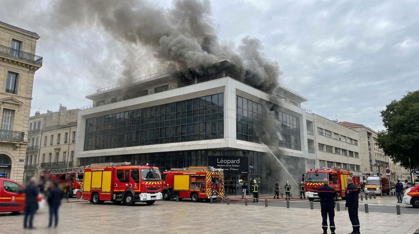 incendie au restaurant asiatique léopard face à la salle paloma à nîmes : aucune victime signalée, les pompiers ont rapidement maîtrisé le feu.
