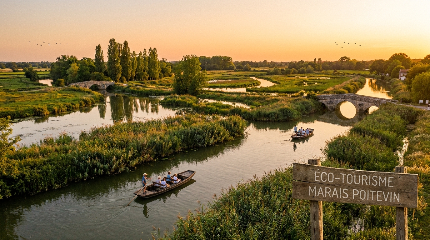 découvrez le marais poitevin et ses trois campings ainsi qu'un restaurant récompensés par la distinction « valeurs parc », symbole d'engagement pour la nature et le tourisme durable.