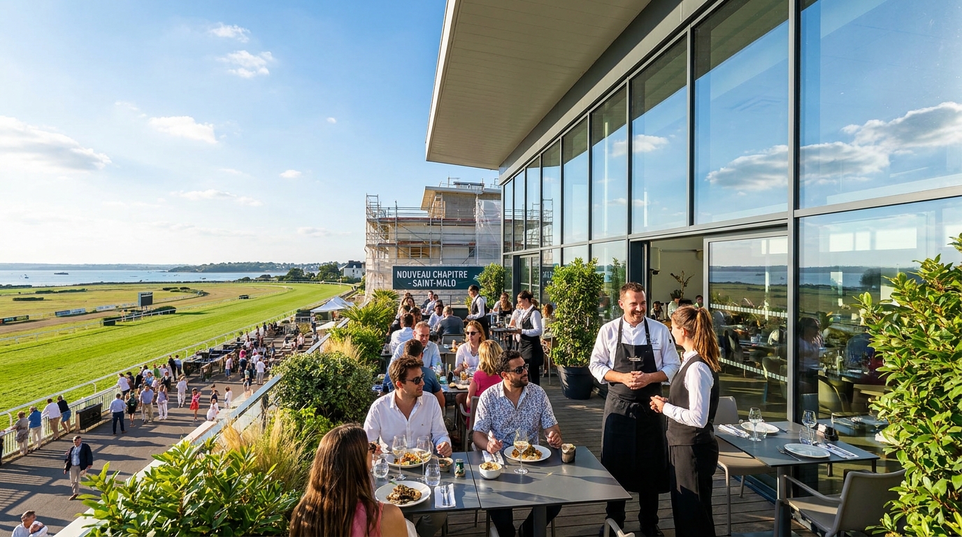 découvrez le nouveau souffle apporté au sommet avec le changement de direction au restaurant panoramique de l'hippodrome de saint-malo, une expérience culinaire revisitée avec vue imprenable.