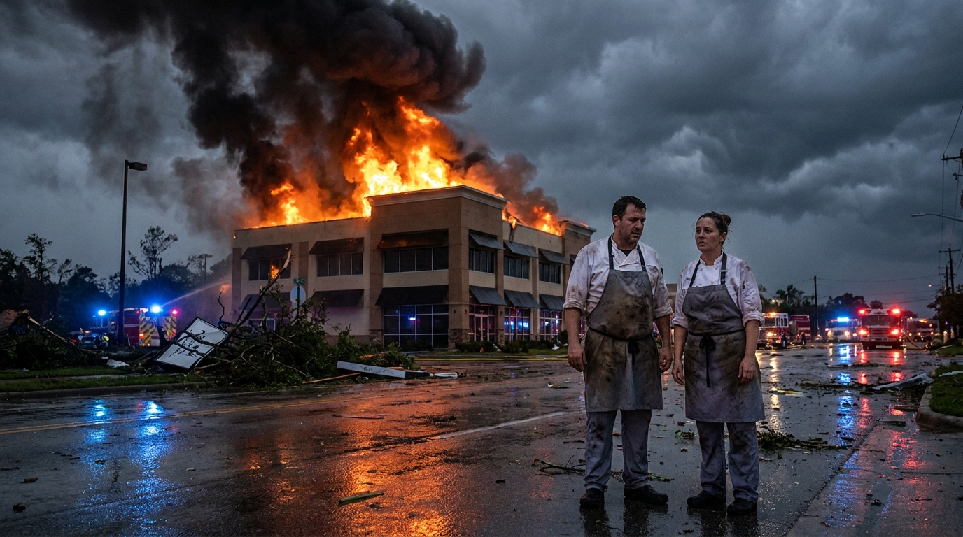 orages violents : un éclair provoque un incendie dans un bâtiment, mettant deux restaurateurs en chômage technique et impactant leur activité.