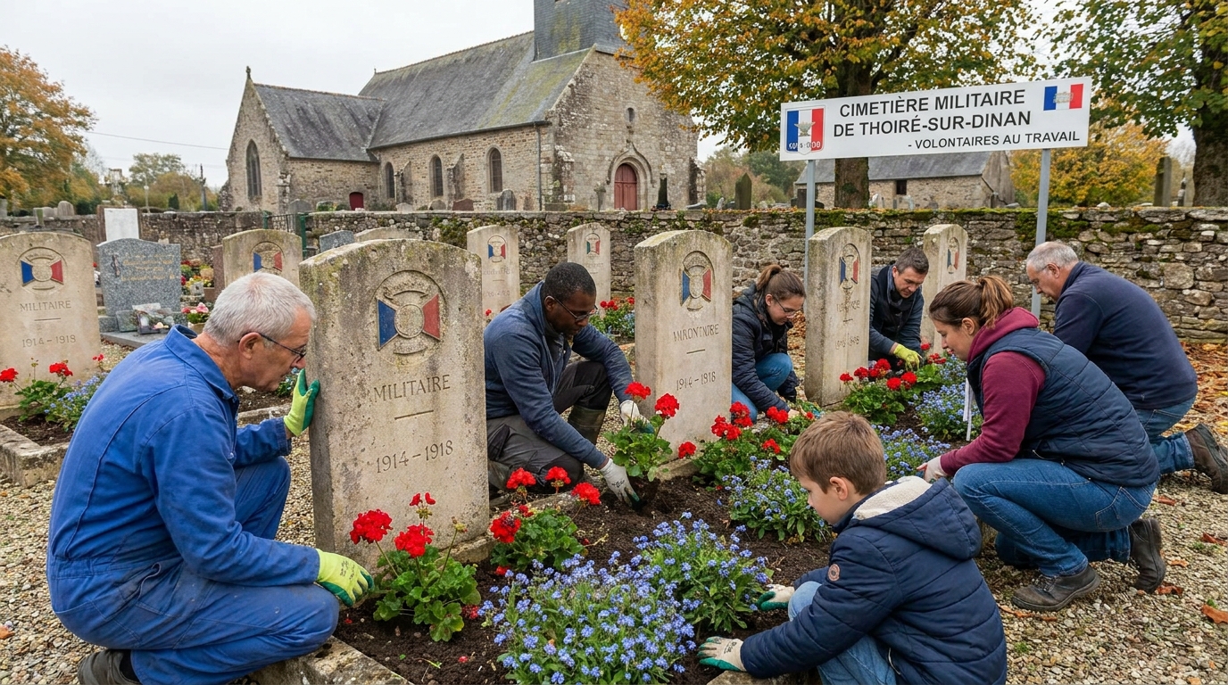 à thoiré-sur-dinan, des jeunes bénévoles s'engagent avec passion pour restaurer et redonner vie à huit tombes de soldats poilus, honorant ainsi la mémoire des héros de la première guerre mondiale.