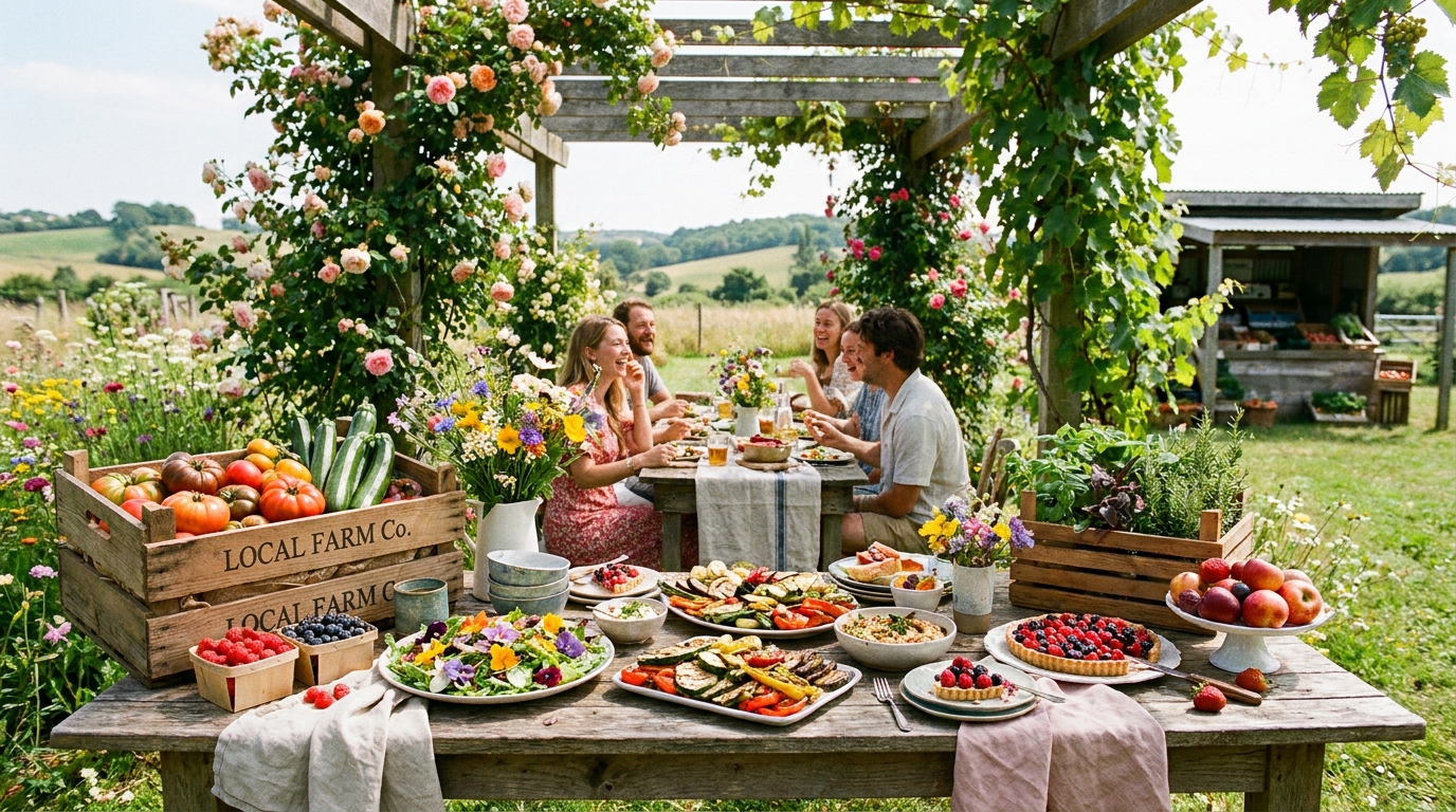 découvrez un restaurant estival 100 % végétal qui propose une cuisine locale élaborée uniquement avec des ingrédients frais issus de la ferme.