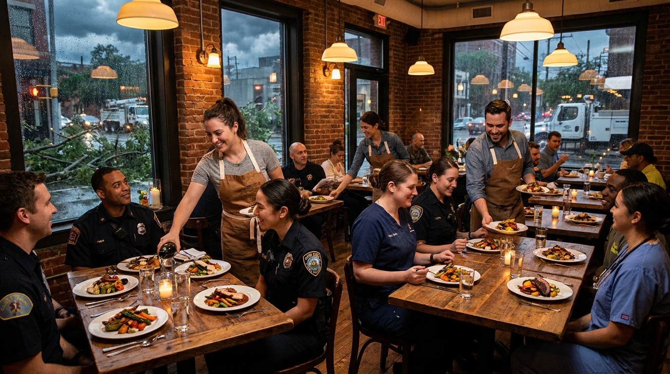 ce restaurant exprime une immense gratitude en offrant un délicieux menu aux agents mobilisés suite au violent orage, célébrant ainsi leur engagement et leur dévouement.