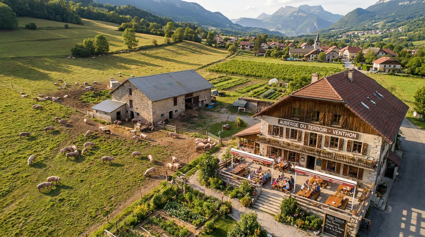 découvrez venthon, un restaurant à la ferme unique où le cochon est à l'honneur, offrant des plats savoureux dans un cadre authentique et convivial.