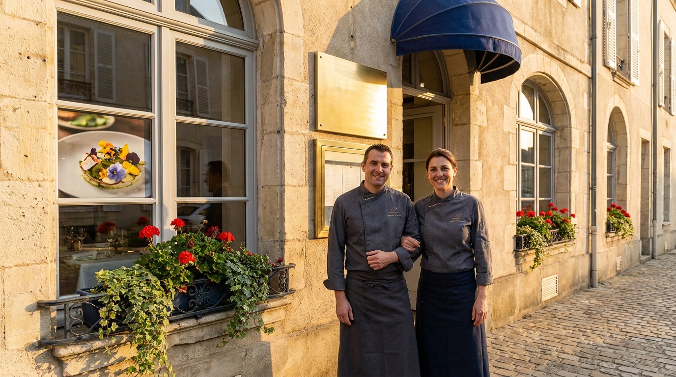 découvrez l'histoire inspirante d'un couple passionné qui reprend un restaurant gastronomique emblématique du mans après avoir travaillé dans des établissements prestigieux, pour offrir une expérience culinaire unique et raffinée.