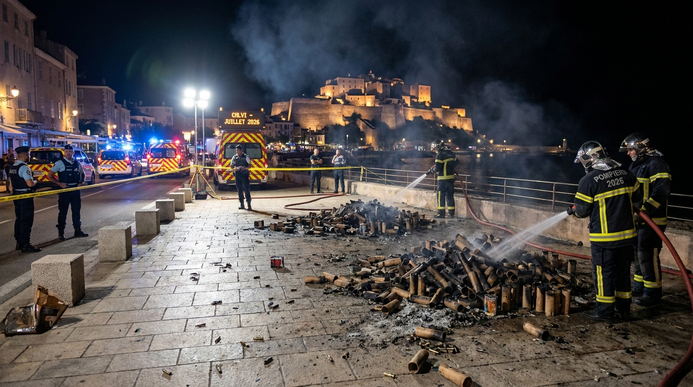 à calvi, une terrasse de restaurant a été fortement endommagée après la chute de débris de feu d'artifice, provoquant un véritable chaos et des inquiétudes sur la sécurité.