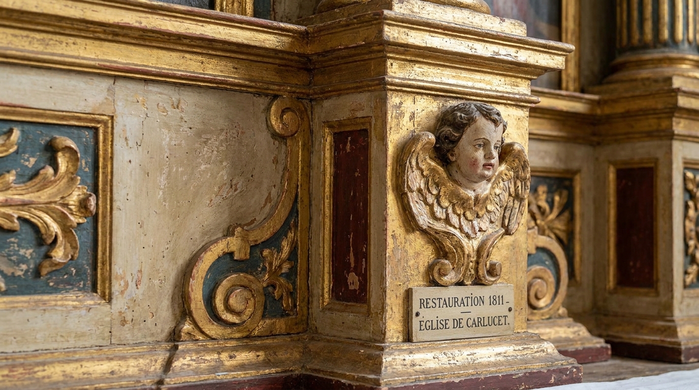dans le lot, un villageois passionné restaure avec soin l'autel historique de l'église locale, redonnant vie à ce patrimoine religieux et culturel.