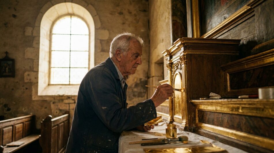 dans le lot, un villageois passionné restaure avec amour l'autel historique de son église locale, redonnant vie à un patrimoine précieux et chargé d'histoire.