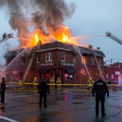 un incendie dramatique dans un restaurant en suisse a fait cinq personnes portées disparues. une enquête est en cours pour déterminer les causes de cet incendie ravageur.