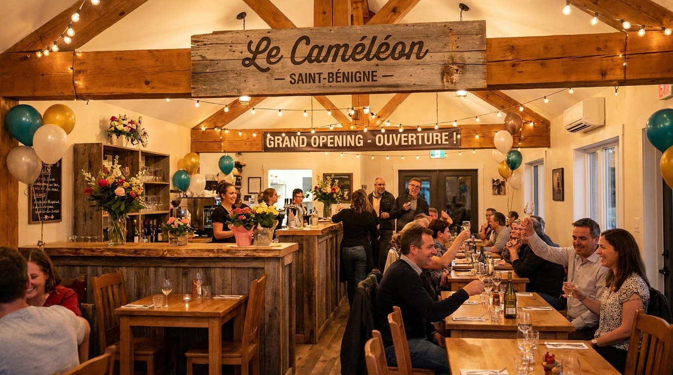 venez découvrir le caméléon, le nouveau restaurant de saint-bénigne, lors de son inauguration tant attendue. une expérience culinaire unique vous attend dans un cadre convivial.