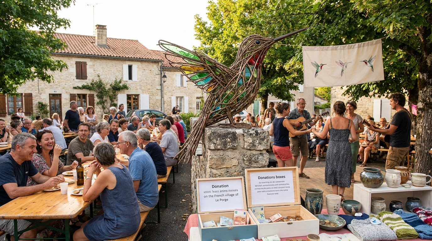 le ty colibri mobilise la solidarité et récolte 2 300 € au profit de la commune du porge en gironde, soutenant ainsi les initiatives locales et le développement communautaire.