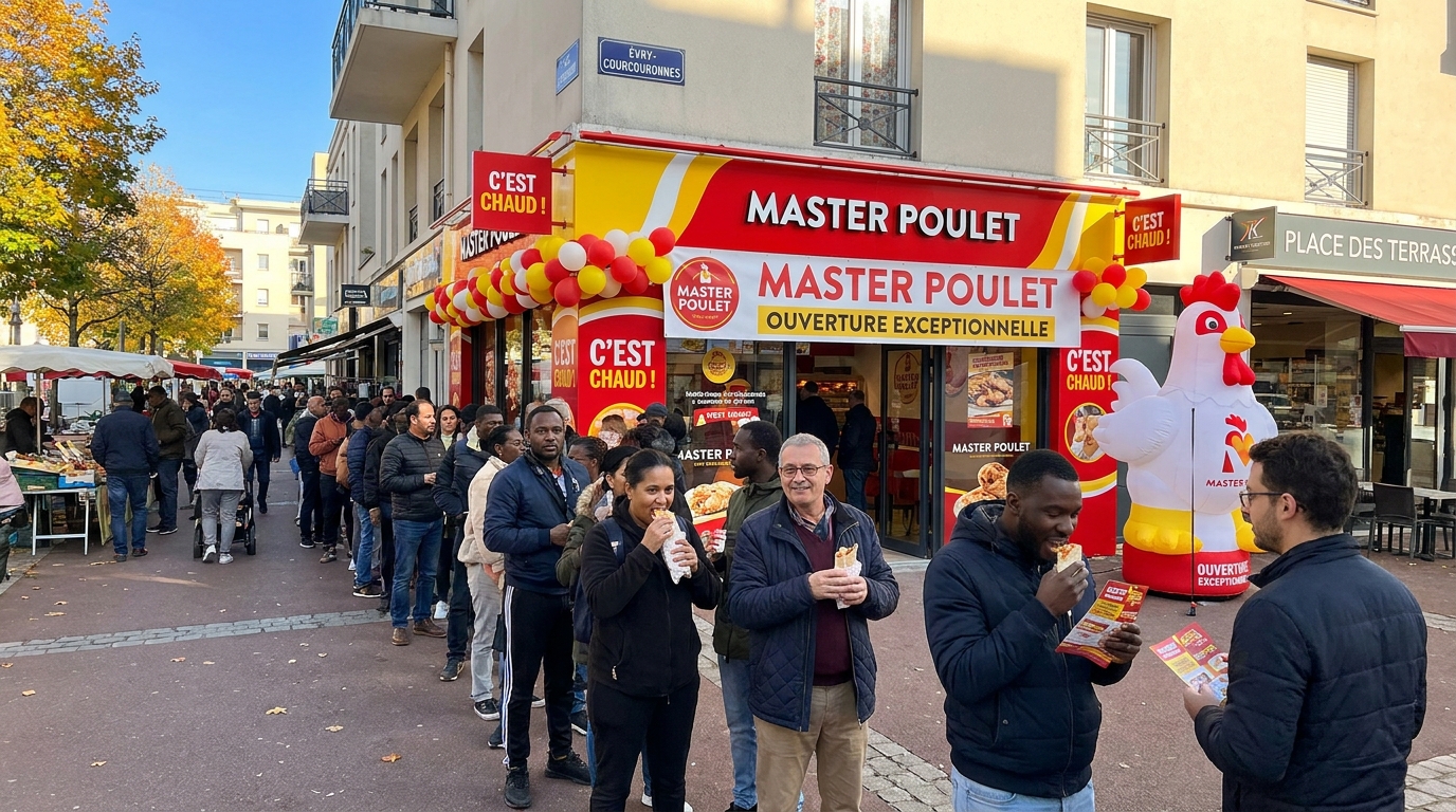 découvrez l'adresse exacte et la date d'ouverture du premier restaurant master poulet en essonne. ne manquez pas l'arrivée de ce nouveau spot gourmand près de chez vous !