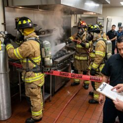 un incendie se déclare dans la cuisine d’un restaurant, mettant en danger des bouteilles de gaz entreposées à proximité. découvrez les mesures de sécurité prises pour éviter une catastrophe.