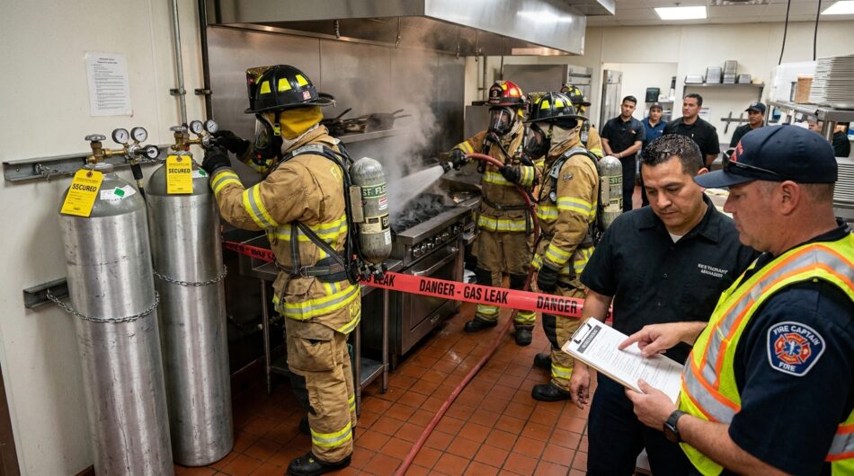 un incendie se déclare dans la cuisine d’un restaurant, mettant en danger des bouteilles de gaz entreposées à proximité. découvrez les mesures de sécurité prises pour éviter une catastrophe.