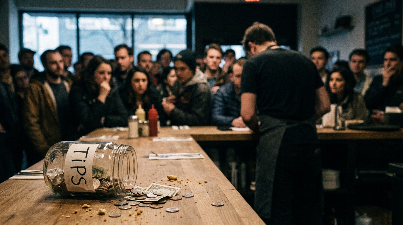 découvrez l'histoire intrigante d'une boîte à pourboires pleine d'émotions dérobée dans un restaurant, où le voleur laisse un message inattendu qui bouleverse tout.