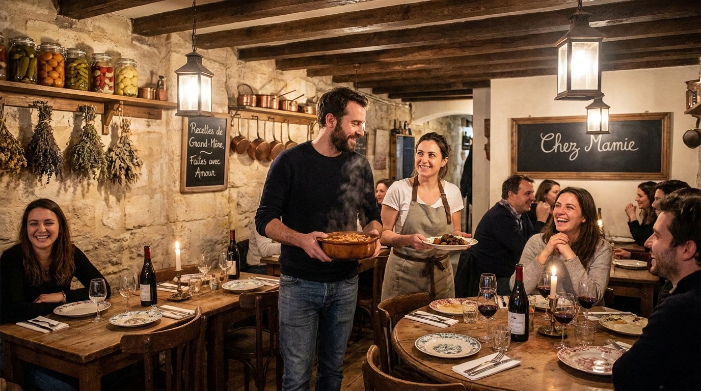à bordeaux, un couple ouvre un restaurant dédié aux recettes traditionnelles des grands-mères, proposant des plats authentiques et réconfortants qui réchauffent le cœur.