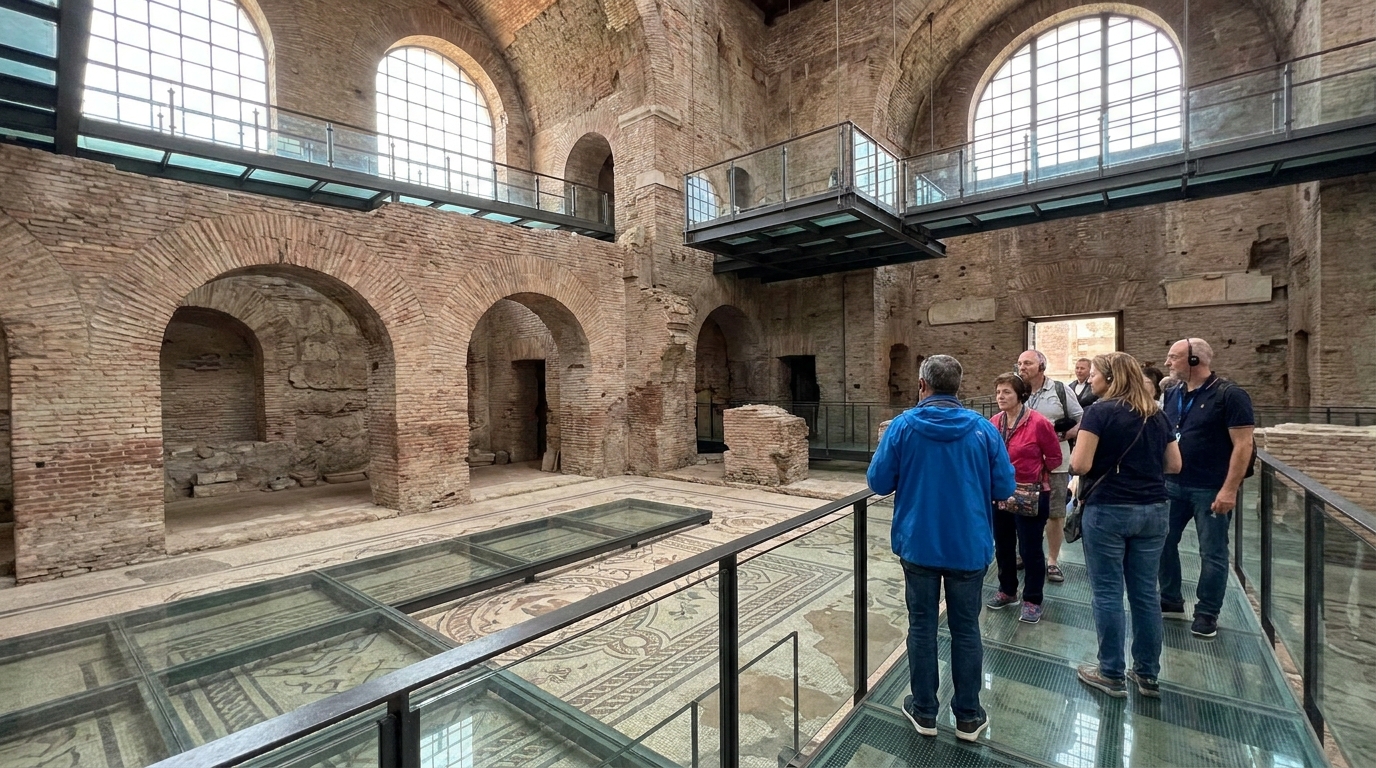 découvrez l'inauguration du nouveau musée des thermes de trajan, mettant en lumière la grande mosaïque et la ville peinte récemment restaurées pour une plongée unique dans l'histoire antique.