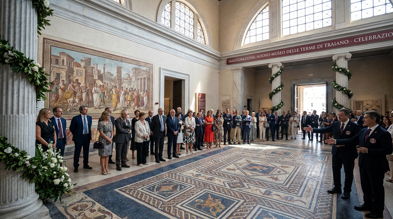 découvrez l'inauguration du nouveau musée des thermes de trajan, mettant en lumière la grande mosaïque et la ville peinte rénovées, pour un voyage unique dans l'art et l'histoire antiques.