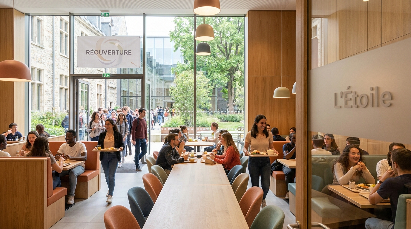 le restaurant universitaire l’étoile à rennes rouvre ses portes après trois ans de travaux, offrant un espace modernisé et convivial pour les étudiants.