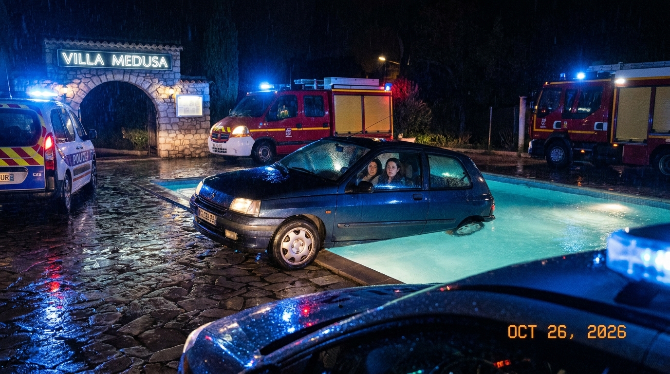 à saint-laurent-du-var, une conductrice a perdu le contrôle de son véhicule et a terminé sa course accidentellement dans une piscine, provoquant surprise et étonnement.