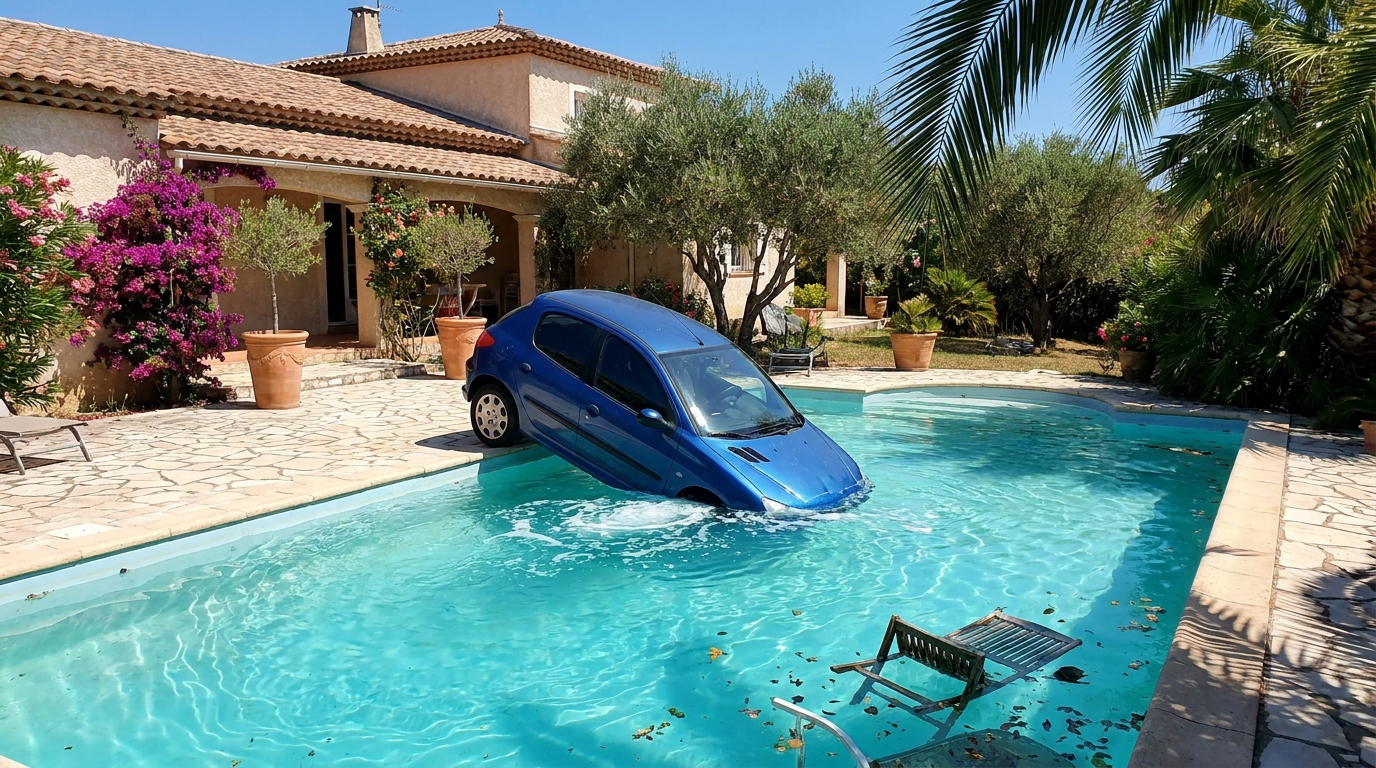 à saint-laurent-du-var, une conductrice a perdu le contrôle de son véhicule et a terminé sa course dans une piscine, un accident insolite sans gravité majeure.