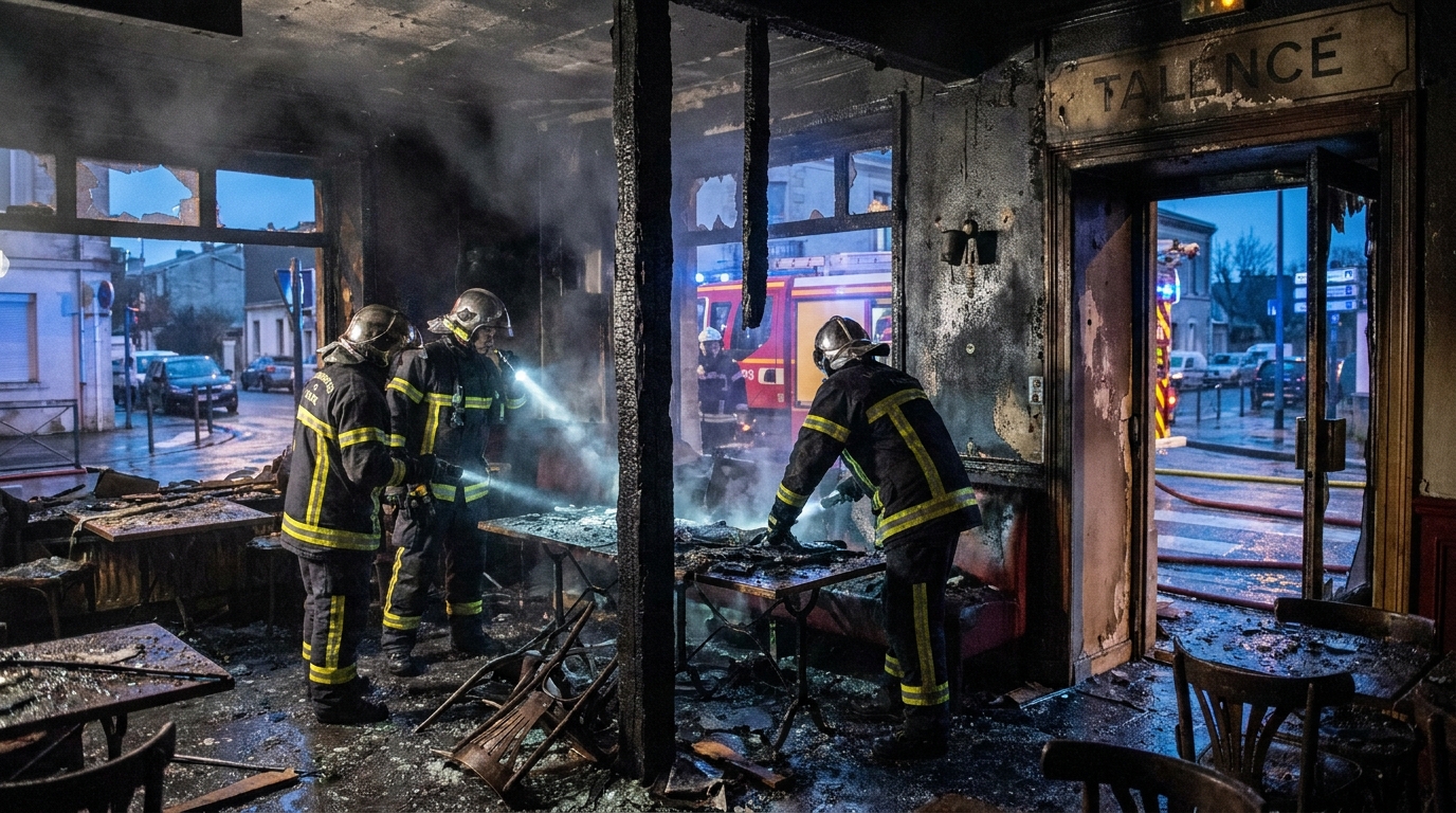 un incendie violent a complètement détruit un bar-restaurant situé près de bordeaux durant la nuit. heureusement, aucune victime n'est à déplorer malgré l'ampleur du sinistre.