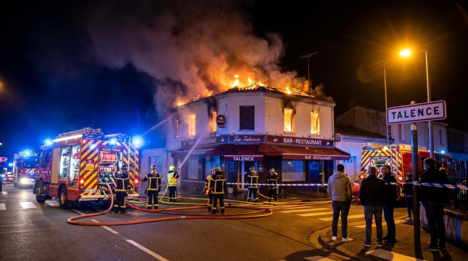 un violent incendie a ravagé un bar-restaurant près de bordeaux en pleine nuit. heureusement, aucune victime n'est à déplorer dans cet incendie spectaculaire.
